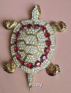 Vintage 40s CORO Adolph Katz Turtle Rhinestone Brooch Collectible Rare