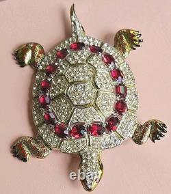 Vintage 40s CORO Adolph Katz Turtle Rhinestone Brooch Collectible Rare