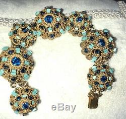 Vintage 40s MIRIAM HASKELL Sparkle Blue Necklace, Bracelet, Earrings & Brooch SALE