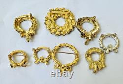 Vintage 52 Pc Prong Set Rhinestone Christmas Brooch Lot TREE Santa SNOWMAN Bells