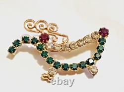 Vintage 52 Pc Prong Set Rhinestone Christmas Brooch Lot TREE Santa SNOWMAN Bells