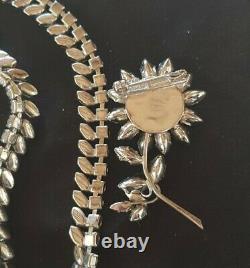 Vintage 6cm Jewel Crest Donald Simpson Rhinestone Brooch & 44cm Necklace 41grams