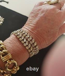 Vintage 6cm Jewel Crest Donald Simpson Rhinestone Brooch & 44cm Necklace 41grams