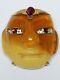 Vintage 70's KJL Pre-Columbian OLMEC Mask Pendant Brooch Faux Butterscotch Amber