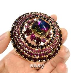 Vintage ALICE CAVINESS Dome Brooch Rivoli Pink Red Purple Rhinestone Pin
