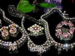 Vintage Ab Rhinestone Juliana Victorian Jewelry Lot Choker Brooch Bug Necklace