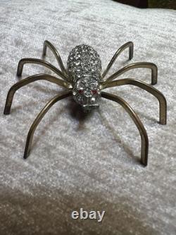 Vintage Adolph Katz for Coro Rare Spider Brooch with Rhinestones Patent, 1937