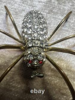 Vintage Adolph Katz for Coro Rare Spider Brooch with Rhinestones Patent, 1937
