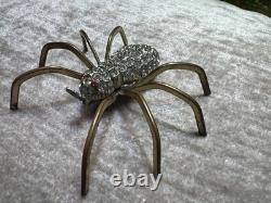Vintage Adolph Katz for Coro Rare Spider Brooch with Rhinestones Patent, 1937