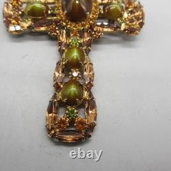 Vintage Alice Caviness Brooch Unsigned Cross Givre Glass Rhinestone Statement