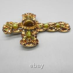 Vintage Alice Caviness Brooch Unsigned Cross Givre Glass Rhinestone Statement