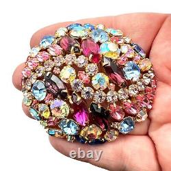 Vintage Alice Caviness Womens Brooch Pin Gold Tone Multicolor Rhinestones