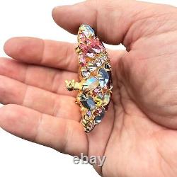 Vintage Alice Caviness Womens Brooch Pin Gold Tone Multicolor Rhinestones