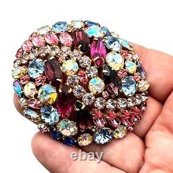 Vintage Alice Caviness Womens Brooch Pin Gold Tone Multicolor Rhinestones