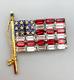 Vintage American Patriotic Baguette Rhinestone Flag Pot Metal Big Brooch 1940-s