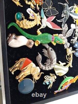 Vintage Animals Brooch Lot Signed Silver 27pc pins Jewelry