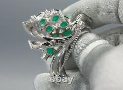 Vintage Antique Signed JOMAZ Faux Emerald Diamond Brooch