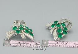 Vintage Antique Signed JOMAZ Faux Emerald Diamond Brooch