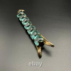 Vintage Arrow Rhinestones Glass Sterling Silver Brooch Pin