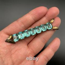 Vintage Arrow Rhinestones Glass Sterling Silver Brooch Pin