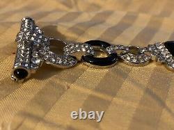 Vintage Art Deco/89 ADC Silver Tone Rhinestones Large Brooch Pin Rare Design