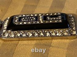 Vintage Art Deco/89 ADC Silver Tone Rhinestones Large Brooch Pin Rare Design