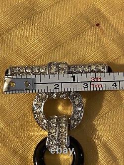 Vintage Art Deco/89 ADC Silver Tone Rhinestones Large Brooch Pin Rare Design