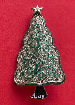 Vintage Art Deco Christmas Tree Pin Brooch Lia Rhinestones Enamel Book Piece Htf