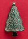 Vintage Art Deco Christmas Tree Pin Brooch Lia Rhinestones Enamel Book Piece Htf