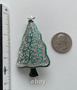 Vintage Art Deco Christmas Tree Pin Brooch Lia Rhinestones Enamel Book Piece Htf