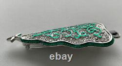 Vintage Art Deco Christmas Tree Pin Brooch Lia Rhinestones Enamel Book Piece Htf