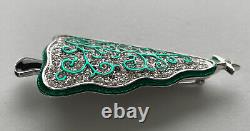 Vintage Art Deco Christmas Tree Pin Brooch Lia Rhinestones Enamel Book Piece Htf