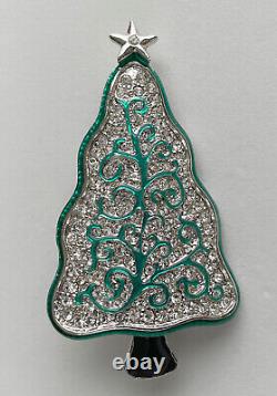 Vintage Art Deco Christmas Tree Pin Brooch Lia Rhinestones Enamel Book Piece Htf