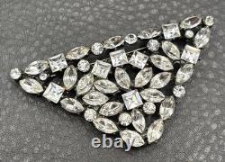 Vintage Art Deco Era Fabulous Old Clear Rhinestone Paste Brooch Pin Pendant