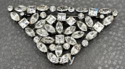 Vintage Art Deco Era Fabulous Old Clear Rhinestone Paste Brooch Pin Pendant