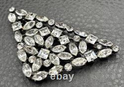 Vintage Art Deco Era Fabulous Old Clear Rhinestone Paste Brooch Pin Pendant