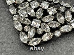 Vintage Art Deco Era Fabulous Old Clear Rhinestone Paste Brooch Pin Pendant