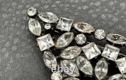 Vintage Art Deco Era Fabulous Old Clear Rhinestone Paste Brooch Pin Pendant