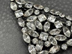 Vintage Art Deco Era Fabulous Old Clear Rhinestone Paste Brooch Pin Pendant