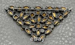Vintage Art Deco Era Fabulous Old Clear Rhinestone Paste Brooch Pin Pendant
