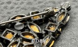 Vintage Art Deco Era Fabulous Old Clear Rhinestone Paste Brooch Pin Pendant