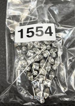 Vintage Art Deco Era Fabulous Old Clear Rhinestone Paste Brooch Pin Pendant