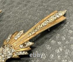 Vintage Art Deco Gold Plated Sterling Silver Rhinestone Swallow Bird Brooch Pin