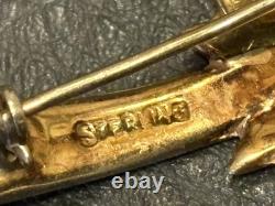 Vintage Art Deco Gold Plated Sterling Silver Rhinestone Swallow Bird Brooch Pin