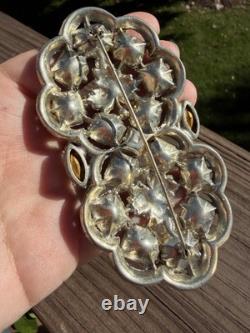 Vintage Art Deco Green Glass Pot Metal Brooch Unsigned Eisenberg Original