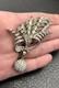 Vintage Art Deco High End Silver Tone Rhinestone Brooch Pin Dangle Ball READ