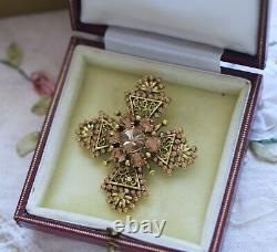 Vintage Art Deco Jewellery Brooch Crystal Rhinestone Gold Color Antique Jewelry