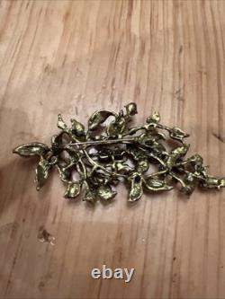 Vintage Art Deco Large Bouquet Flower Brooch Pin Multicolor Rhinestones 4.25
