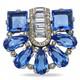 Vintage Art Deco Style Blue Rhinestone & Clear Crystal Fan Brooch