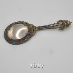 Vintage Art Nouveau Brooch Lognette Style Filigree Rhinestone NEAT